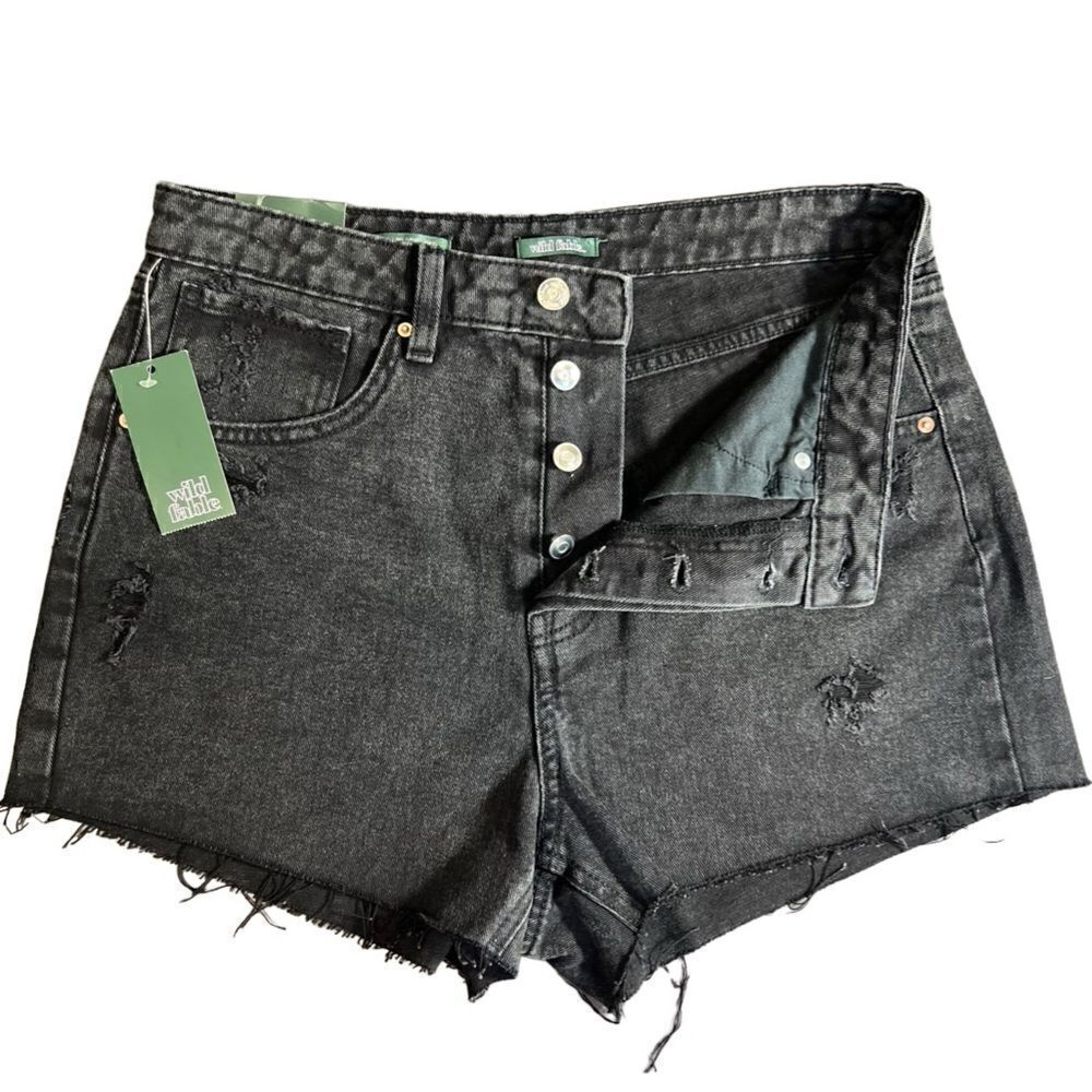 Wild fable super high rise cut off jean shorts black wash size 8